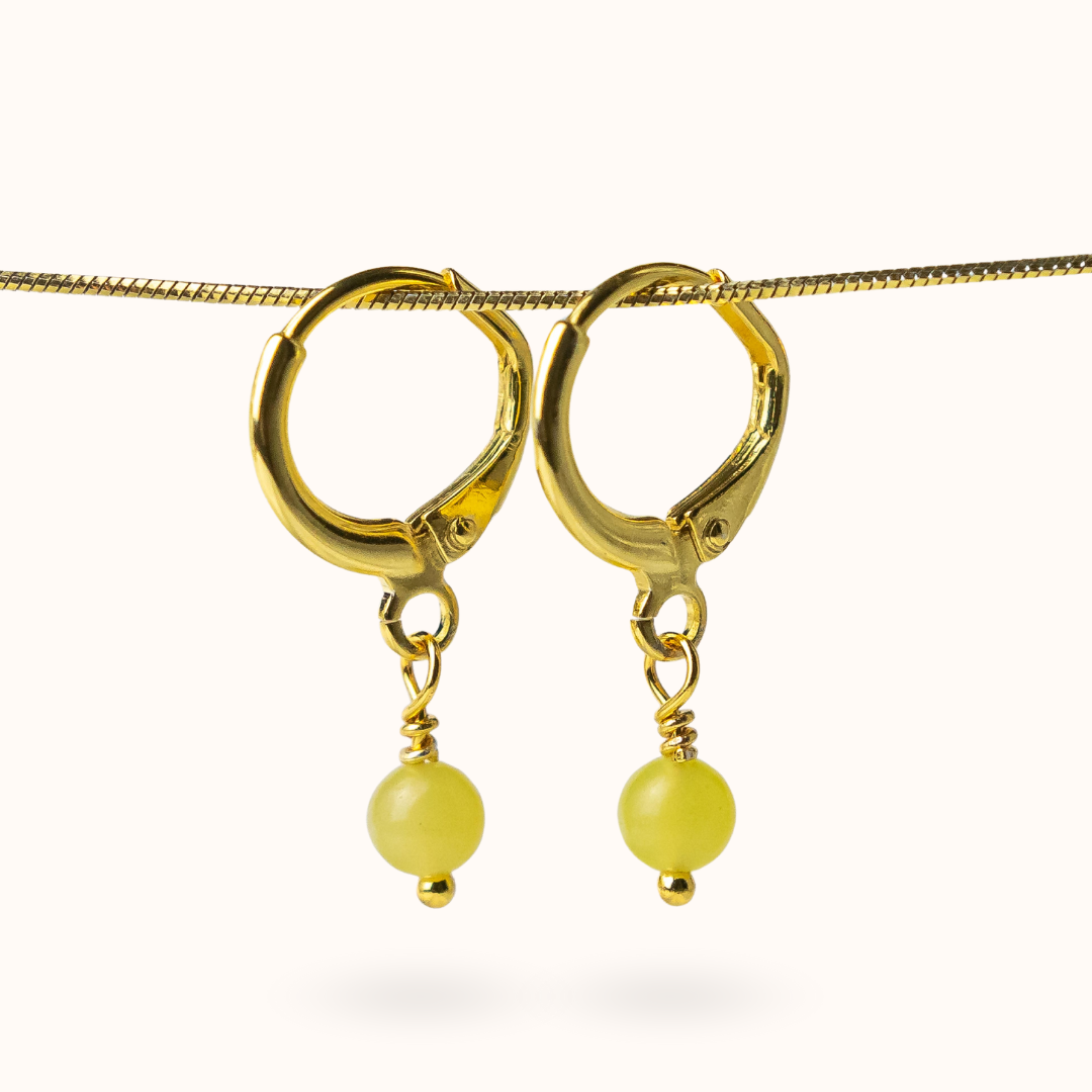 Fijne lijn oorbellen Citrin Ball (Success) Goud