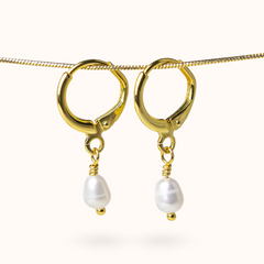 Fine Line Earrings Sweetwater Pearl Ball Gold