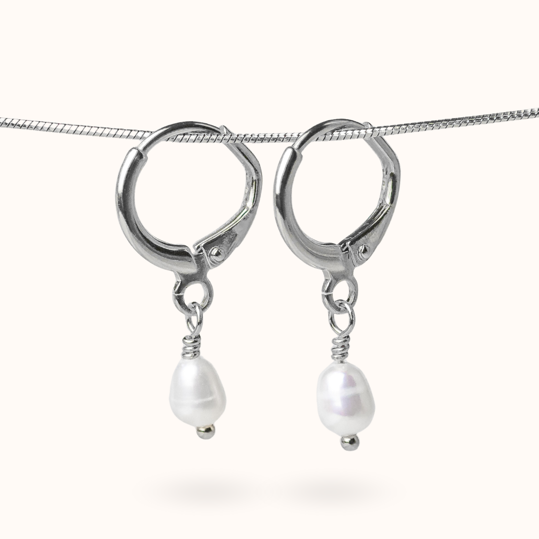 Fine Line Earrings Sweetwater Pearl Ball Silver