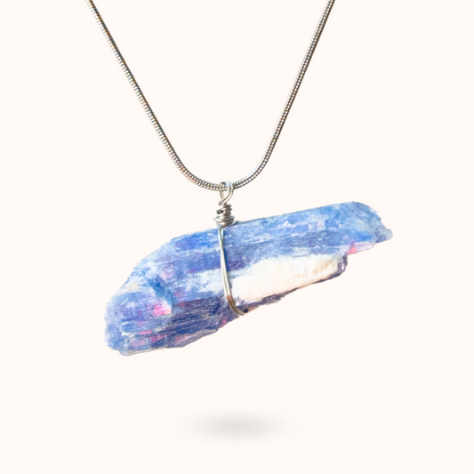 Kyanite Raw Stone Necklace Silver