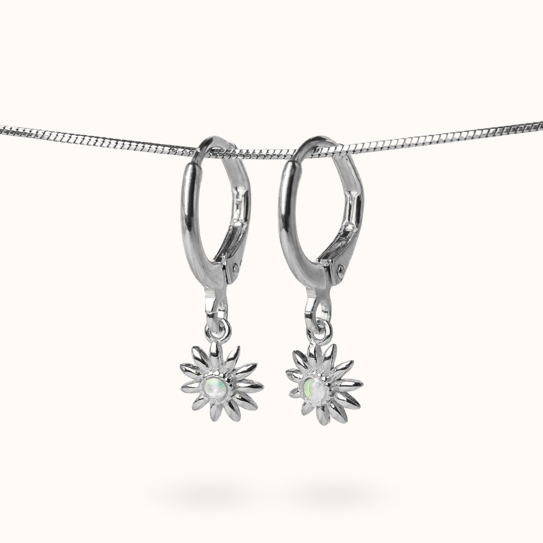 Fine Line Earrings Opal (Purity) Flower Silver