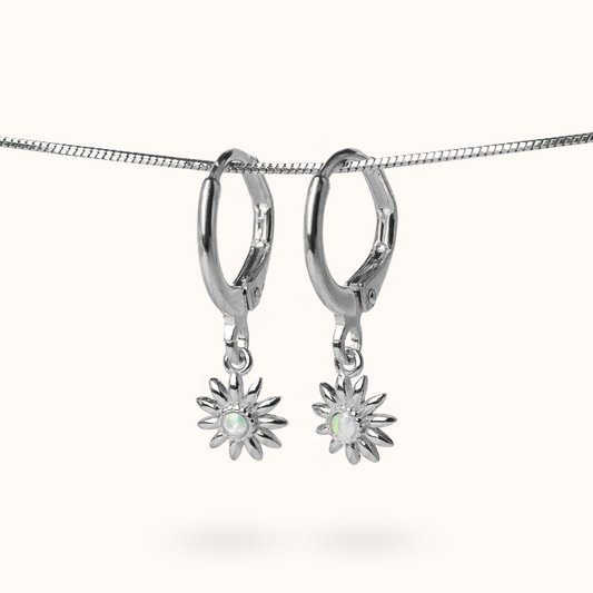 Fine Line Earrings Opal (Purity) Flower Silver