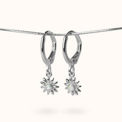 Fine Line Earrings Opal (Purity) Flower Silver