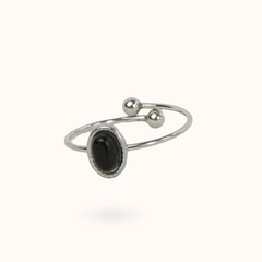 Gemstone Ring Zwarte Agaat Zilver