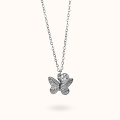 Schmetterlings-Geburtsstein-Halskette aus Silber
