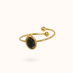 Gemstone Ring Black Agate Gold