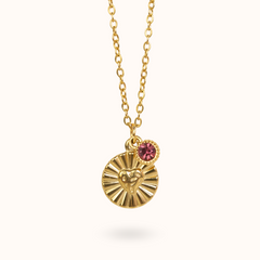 Love Coin Geboortesteen ketting goud