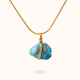 Apatite Raw Stone Necklace Gold