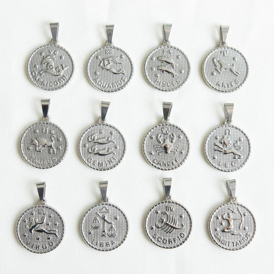 Sternzeichen-Münzen-Halskette Silber