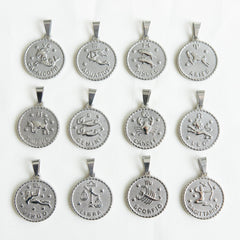 Zodiac Coin Necklace Silver