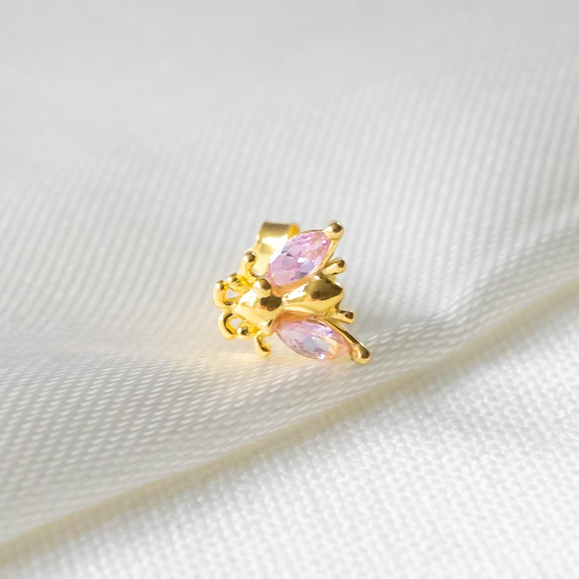Pink Butterfly Stud Gold