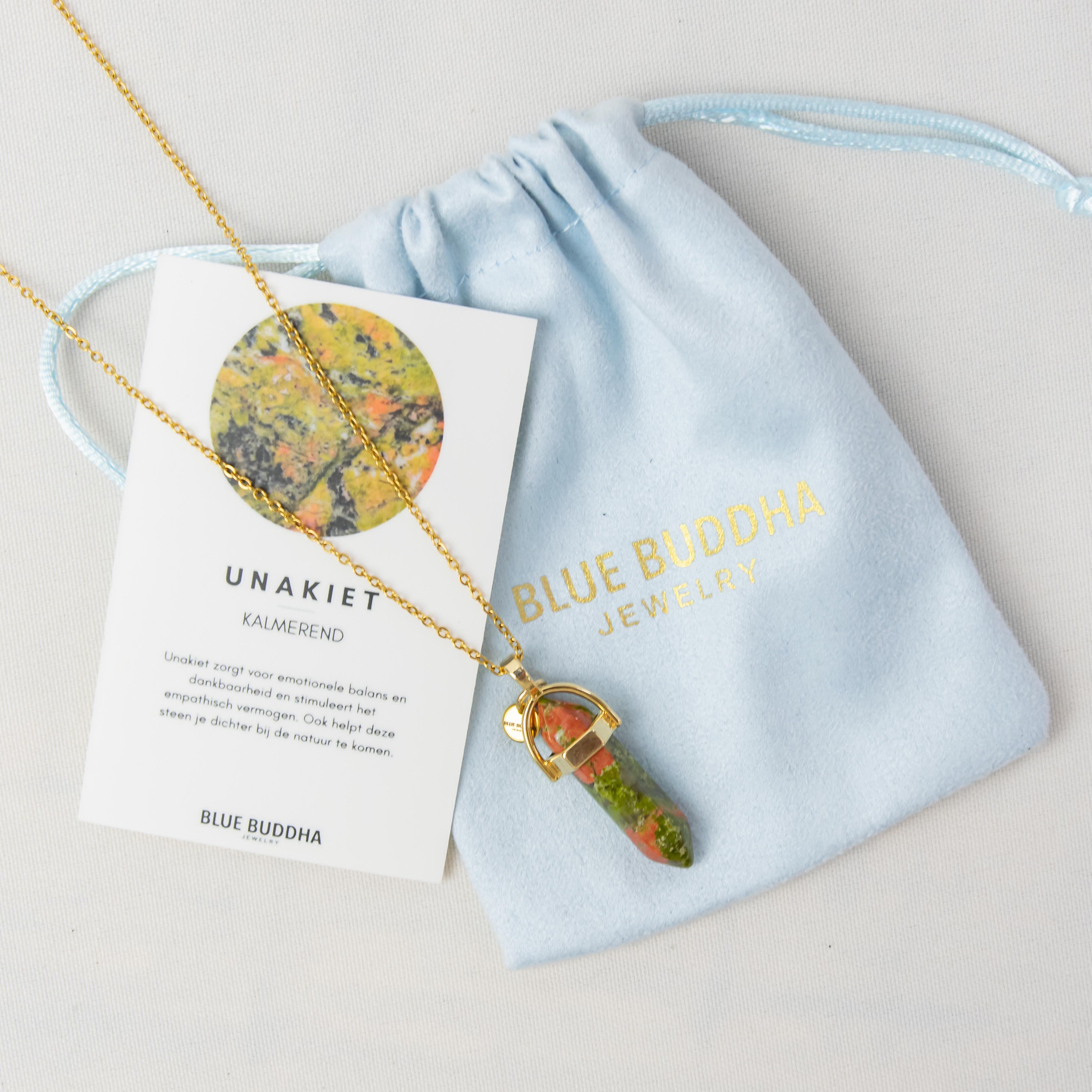 Necklace Pendant Unakite (Calming) Gold