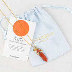 Halskette mit Anhänger Orange Jaspis (Ausdauer) Gold
