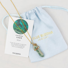 Halskette mit Anhänger aus chinesischer Jade (Glück) aus Gold