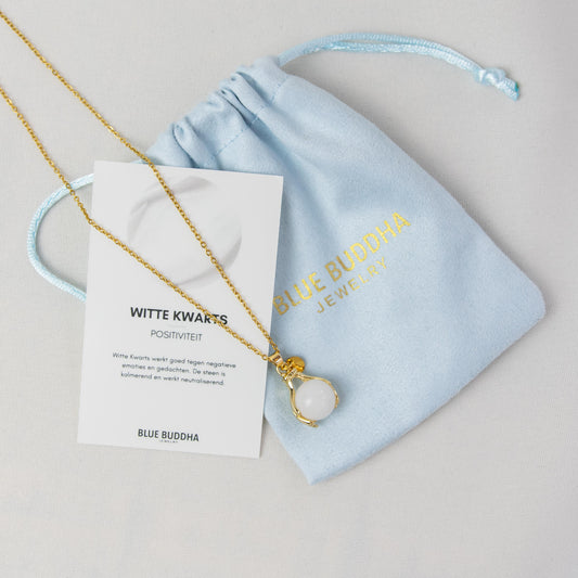 White Quartz Embrace Necklace Gold