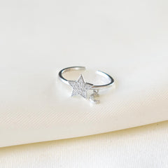 Stern- und Mondring Silber