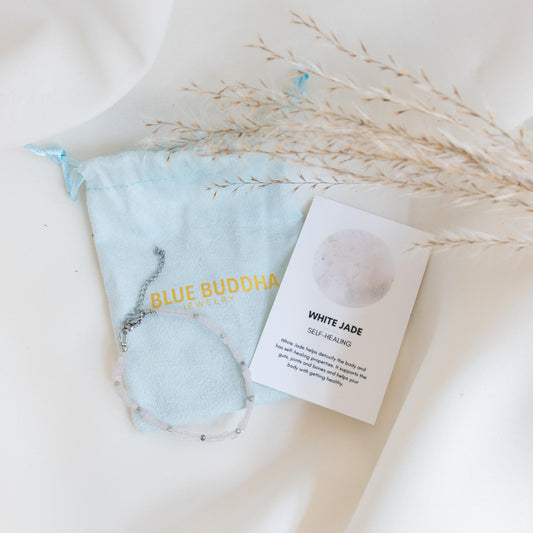 Weißes Jade Armband Silber