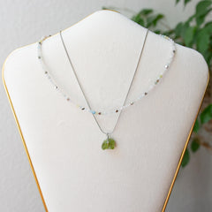 Edelsteen ketting ruwe peridot (verandering) steen zilver