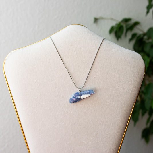 Kyanite Raw Stone Necklace Silver