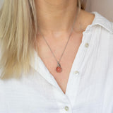 Watermelon Tourmaline Embrace Necklace Silver