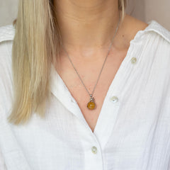 Ketting Handjes Gele Jade (Zelfvoorzienendheid) Zilver