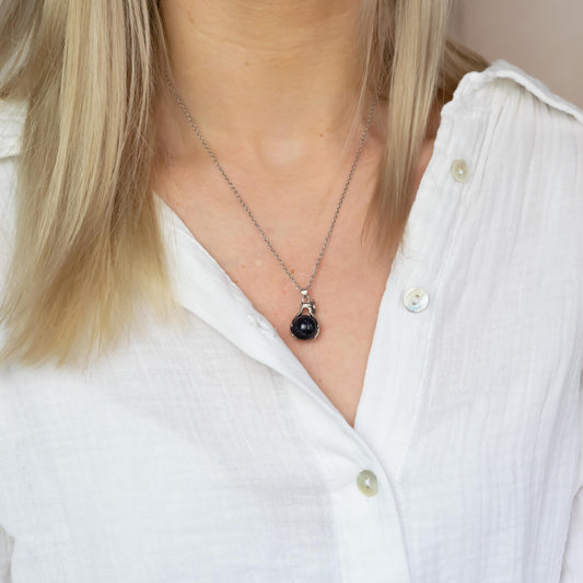 Ketting Handjes Blauw Zand (Leiderschap) Zilver