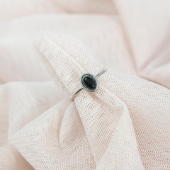 Gemstone Ring Zwarte Agaat Zilver