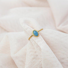 Gemstone Ring Blauwe Saffier Jade Goud