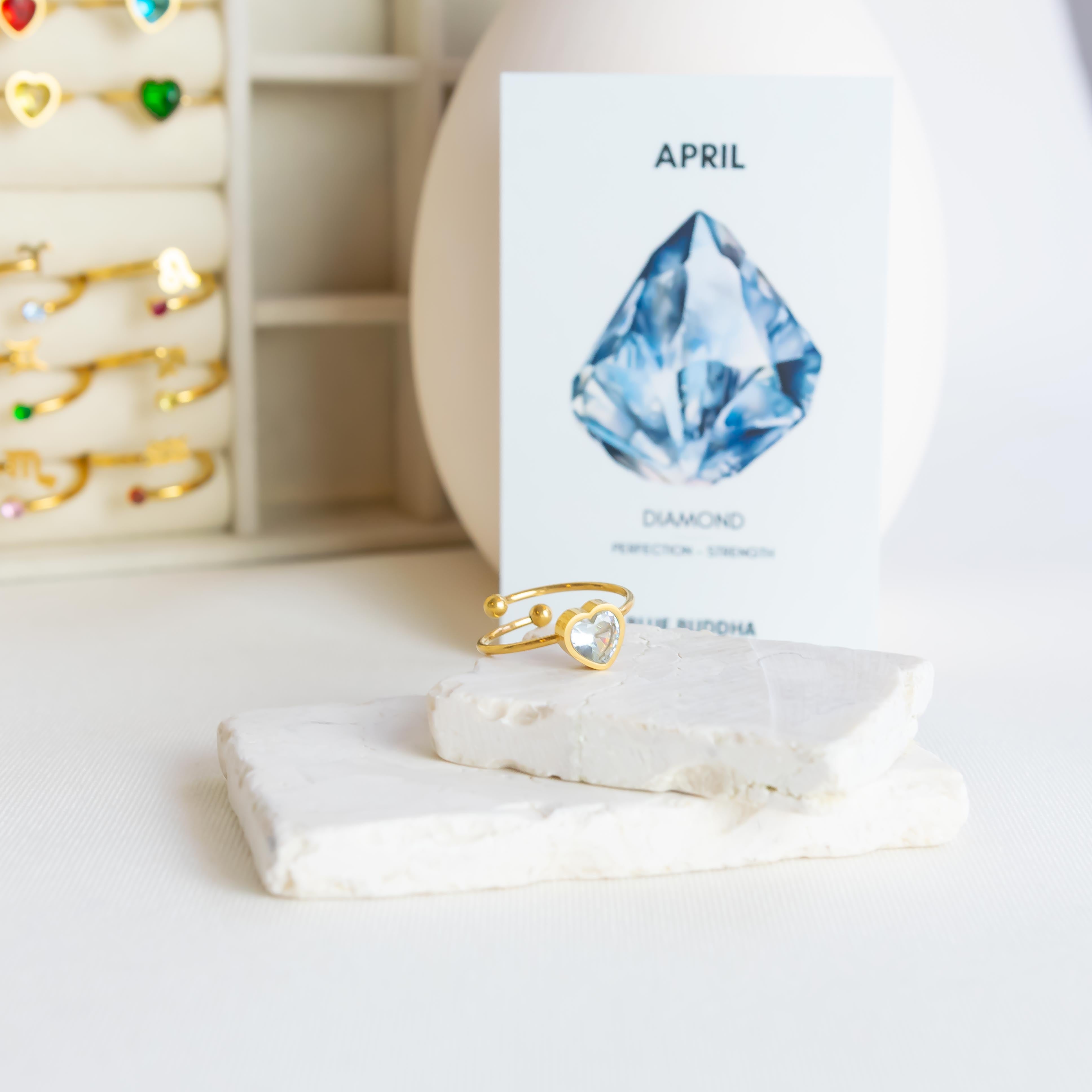 April Birthstone Heart Ring - Diamond