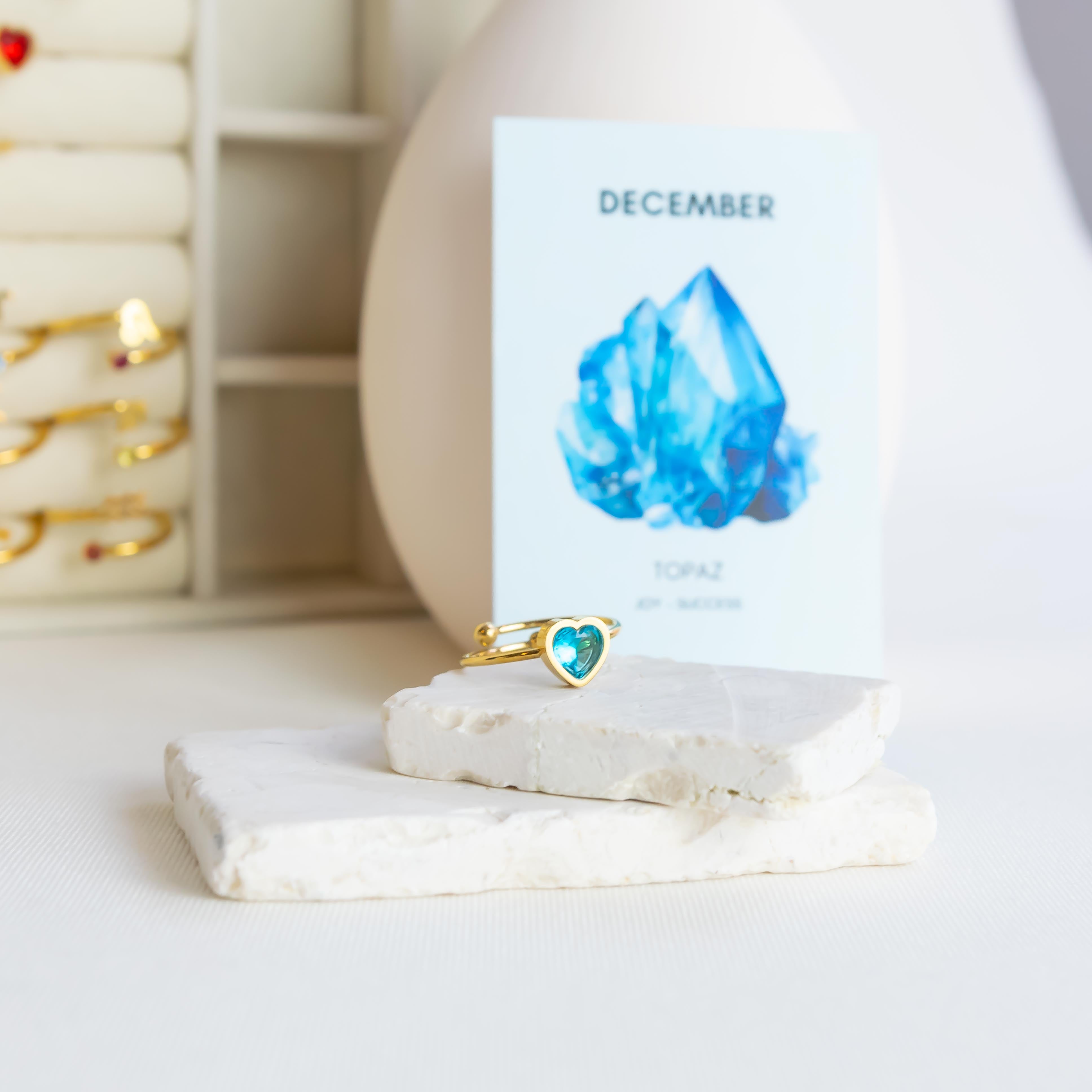 December Birthstone Heart Ring - Topaz