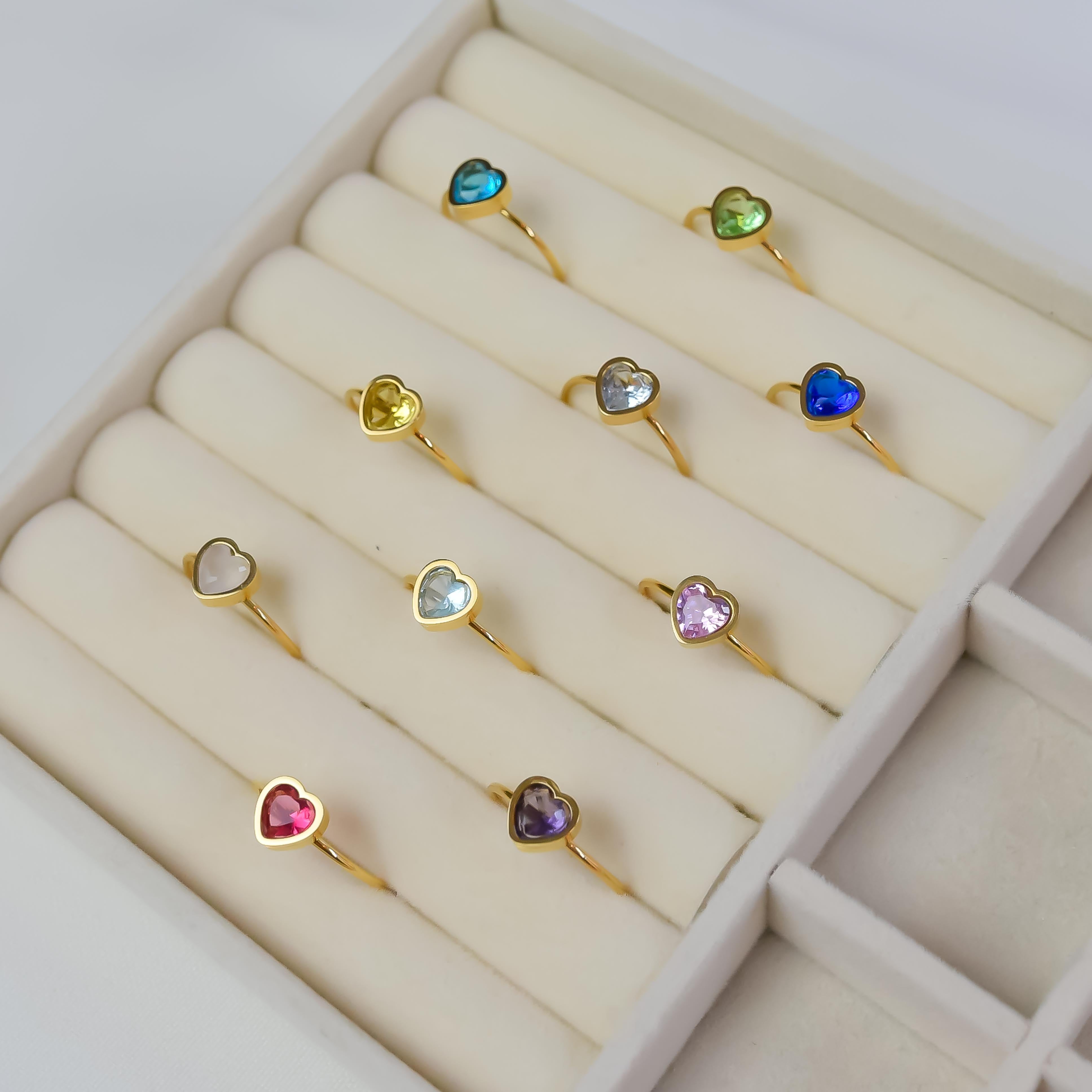 July Birthstone Heart Ring - Ruby