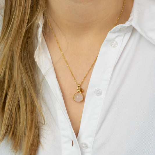 Rose Quartz Embrace Necklace Gold