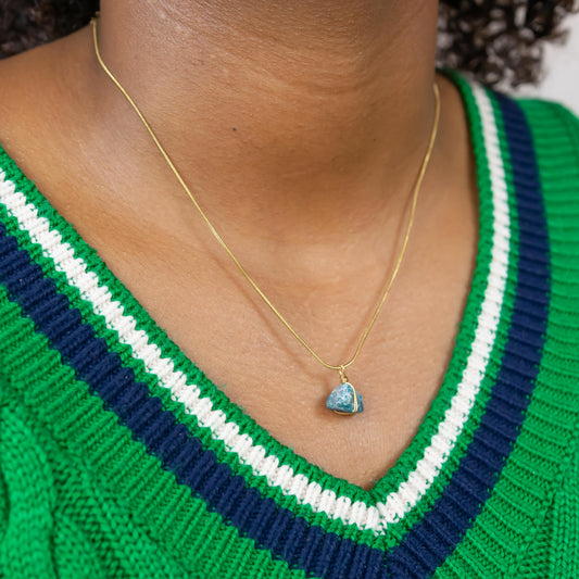 Apatite Raw Stone Necklace Gold