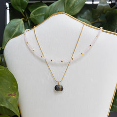 Gemstone Choker Rose Quartz Gold