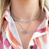 Aquamarijn Choker Goud