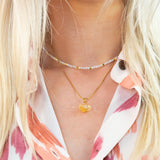 Citrien ruwe steen ketting goud