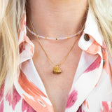 Tijgeroog ruwe steen ketting goud