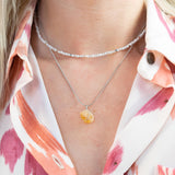 Citrin Rohstein Kette Silber
