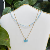 Aquamarijn Choker Goud
